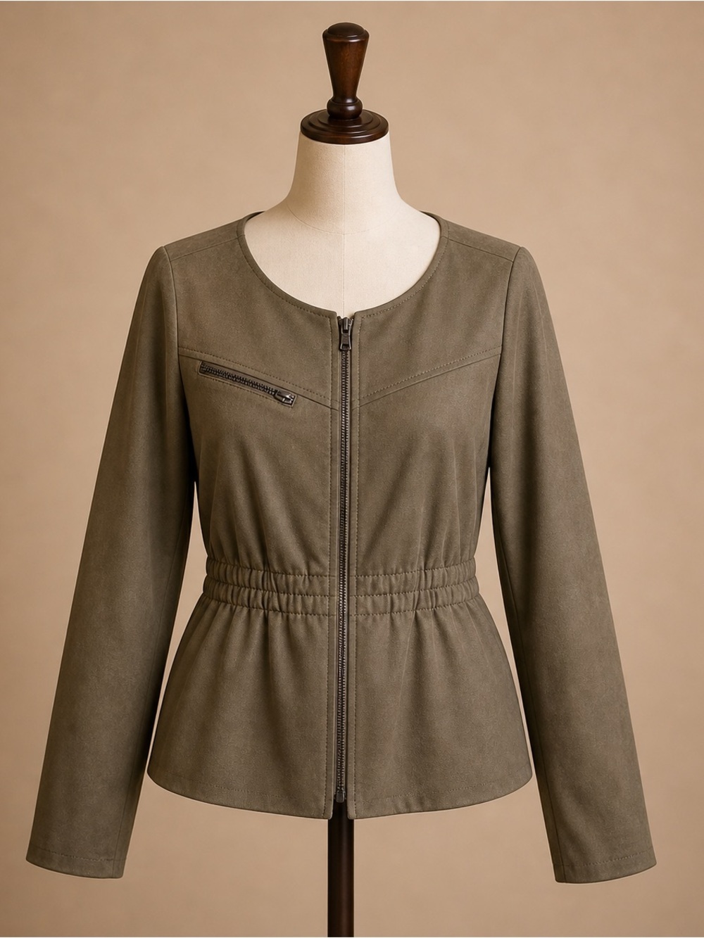 Focus 2000 Olive Green Zip-Front Utility Jacket